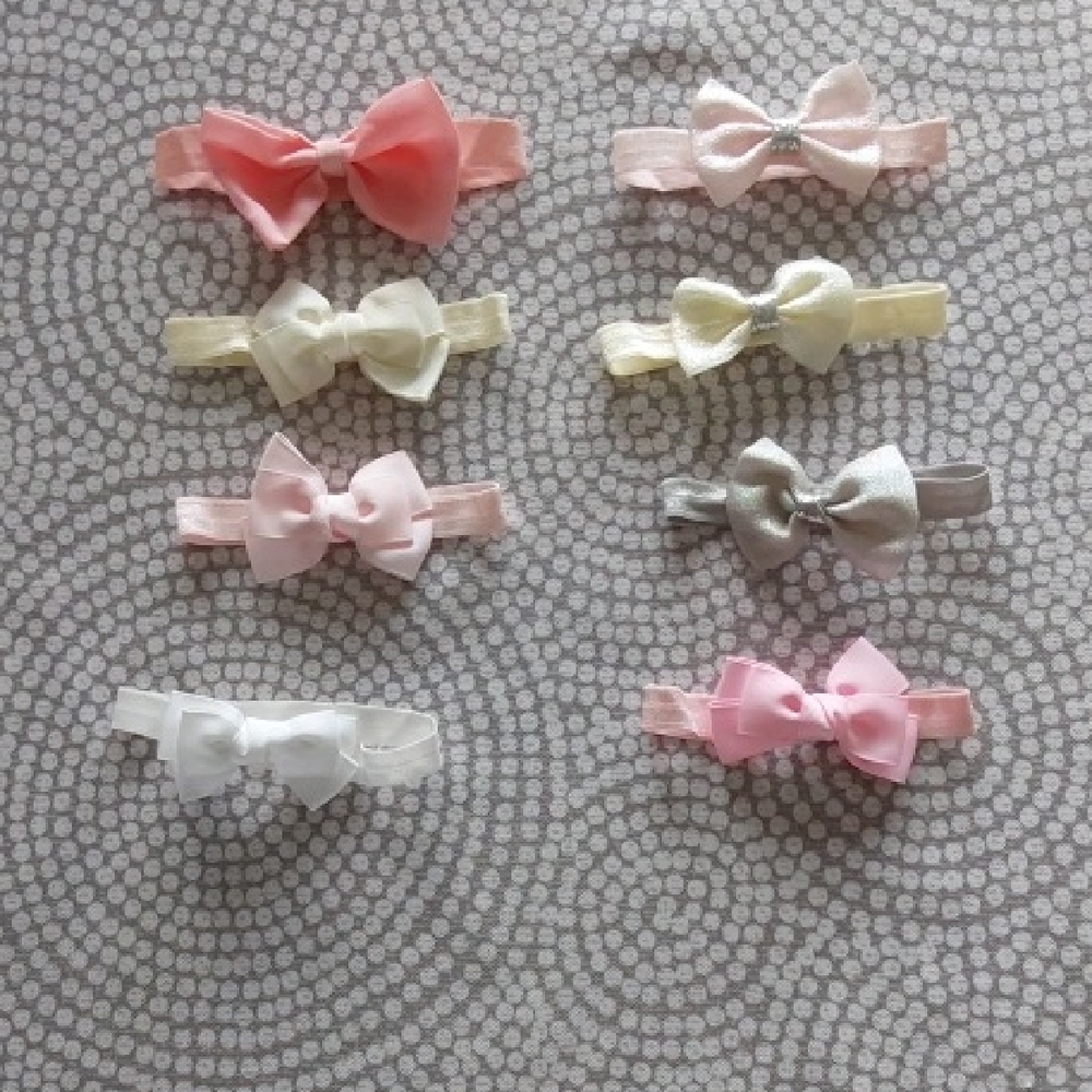 Charming Kids Bow Headband Set - Pink, White, Yellow, Silver